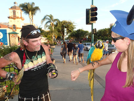 Capri with a macaw outside of Disneyland #2