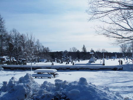 Harvard graveyard in winter