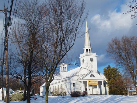 Harvard Unitarian church in winter