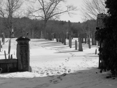 Winter graveyard in black & white
