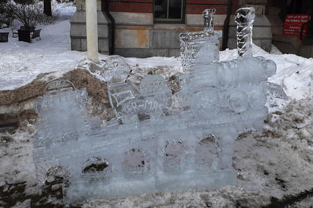 Train ice sculpture in Ayer, Massachusetts
