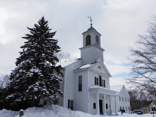 Congregational Church of Harvard, MA in winter