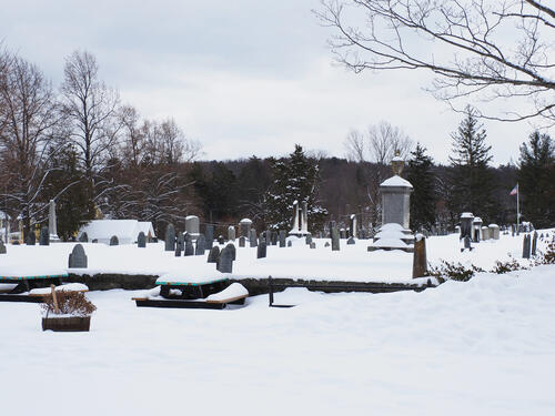Harvard, MA graveyard in winter