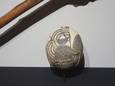 Scrimshaw ostrich egg