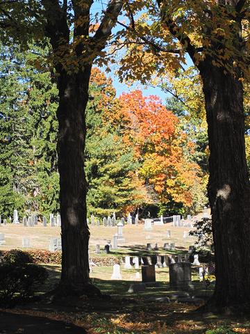 Fall leaves at the West Parish Garden Cemetery