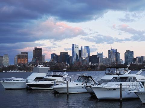 Boston view from Cambridge with clouds #2