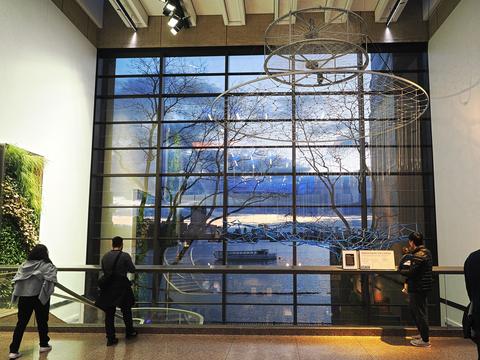 Boston view from inside the Museum of Science