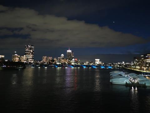 Boston at night from the Museum of Science parking lot #3