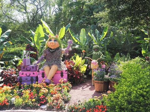 Kermit and Miss Piggy topiary