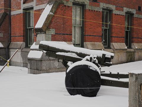 Snow covered gun