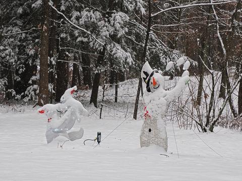 Christmas display in snow