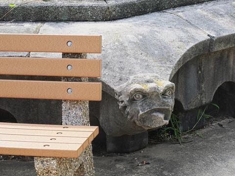 Concrete bench with a face